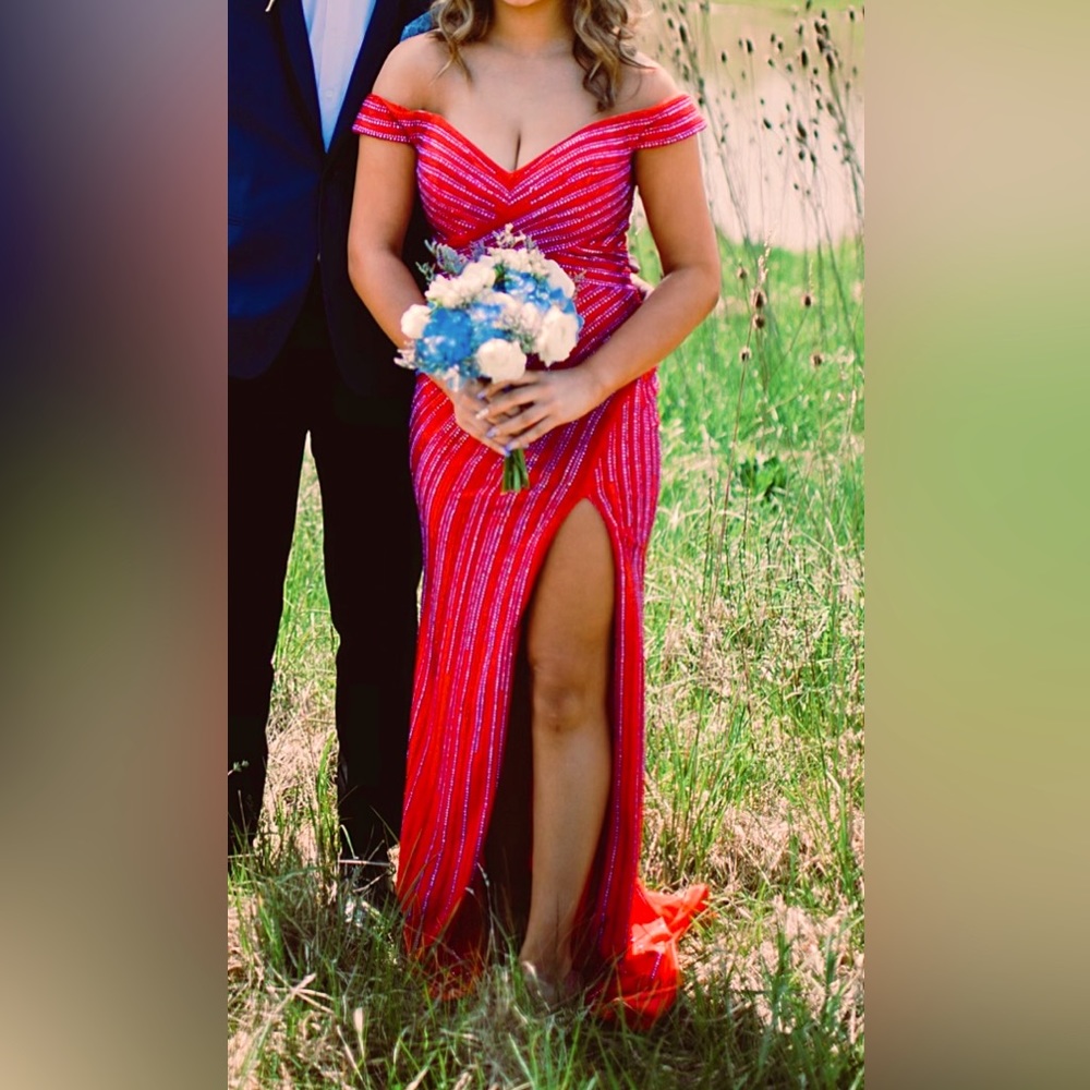 Sherri Hill Red Sequin Prom Gown. Size 4. Excellent condition